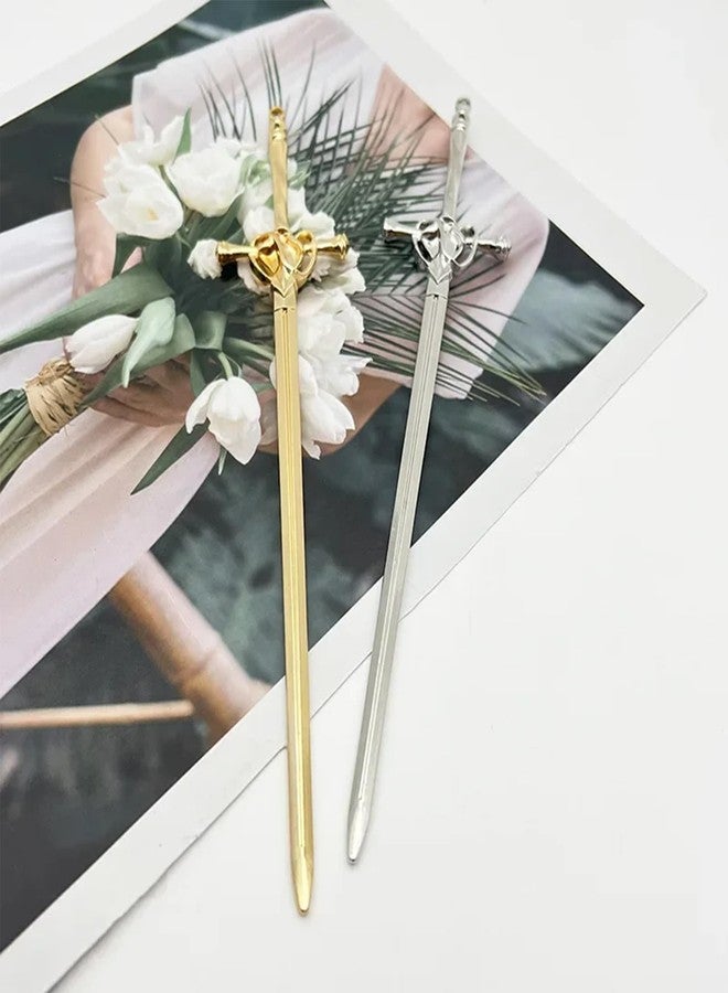 LINYUEARUI 6PCS Hair Sticks for Buns,Hair Chopsticks,Sword Hair Pin,for Vintage Hair,Renaissance Chinese Hair Accessories,Metal Sword Hair Pins,Ancient Style Sword Hair Chopstick LINYUEARUI - Image 2